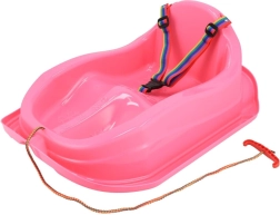 BABY MIX Mini műanyag szán háttámlával, rózsaszín
