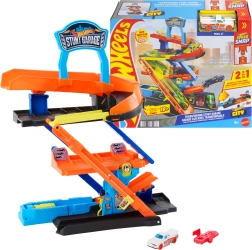 Hot Wheels City kaszkadőrgarázs átalakítással és kisautóval