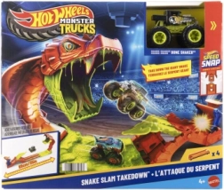 Hot Wheels Monster Trucks Snake Slam Takedown játékkészlet BONE SHAKER teherautóval