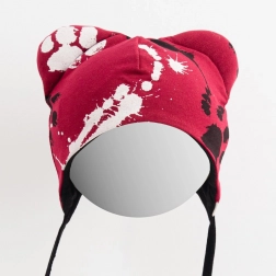 Baba pamut fülvédős sapka NEW BABY Mancs – sötét rózsaszín