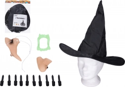 Boszorkány szett – orr, áll, ujjak, fogak és kalap