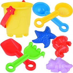 Homokozó játékkészlet – vödör, formák és gereblye
