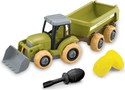 Csavarozható traktor rakodóval és pótkocsival, 27 cm