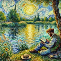 Gyémántfestés férfi a tónál 30 × 40 cm