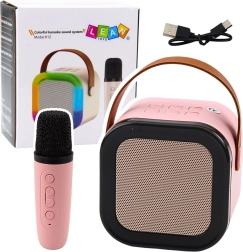 Karaoke hangszóró mikrofonnal K12 RGB Bluetooth rózsaszín