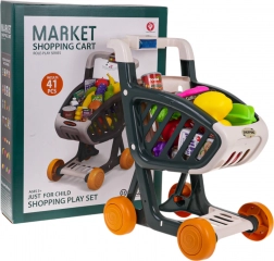 Interaktív bevásárlókocsi fényekkel és zenével, 41 darab – Zöld