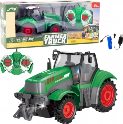 Zöld távvezérelt traktor 1:24