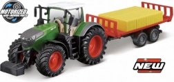 Bburago 10 cm-es Farm traktor Fendt 1050 bálaszállító pótkocsival