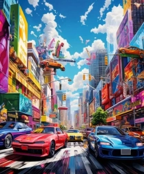 Gyémántszemes festés Színes város 30 × 40 cm