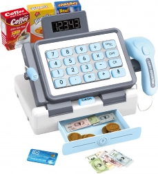 Játék pénztárgép effektekkel 25 cm – kék
