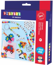 Playbox vasalható gyöngykészlet karkötők és medálok készítéséhez, 1550 db