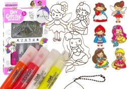 Festhető üvegablak-függődísz készlet – hercegnők, 6 db