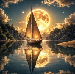 Gyémántfestés Éjféli hajóút 30 × 40 cm