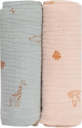 Bubaba Bio muszlin pelenkák 2 db - zöld és bézs