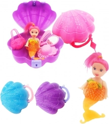 Sellő baba kagyló alakú kofferben kiegészítőkkel