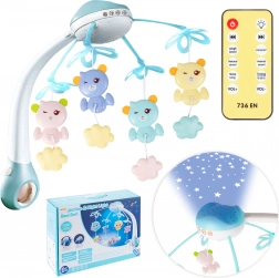 vetítős és távirányítós kiságyra szerelhető körforgó, 500 dallammal