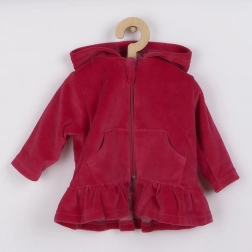 Bársonyos kapucnis pulóver New Baby Baby sötét rózsaszín