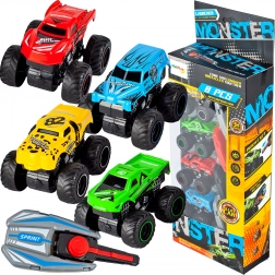 Versenykészlet 4 fémből készült autóval és kilövőkkel