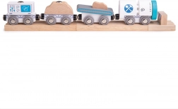 Bigjigs Rail fa bányavonat sínekkel és ütközővel