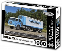 Retro-autó puzzle Škoda 706 RTTN Orličan N12CH pótkocsival 1000 darab