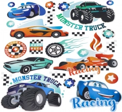 Rávasalható matricák Monster Truck – nagy ív 20 × 30 cm