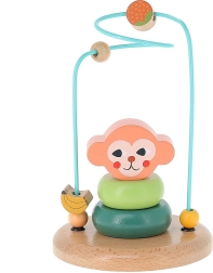 Színes fa motorikus labirintus kis majommal