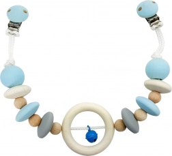 HESS babakocsi-függő természetes fából, kék csengővel