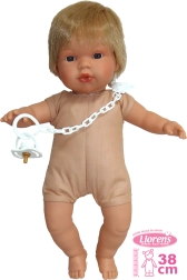 Élethű baba Llorens Sasha hangokkal és puha testtel - 38 cm