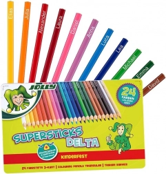 Háromszögletű színesceruzák DELTA, 24 szín, fémdoboz