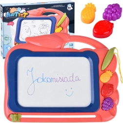 mágneses rajztábla znikopisszal és gyümölcsös pecsétekkel