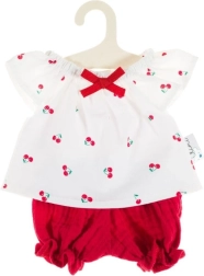 Muszlin babaszett 32 cm cseresznye mintával