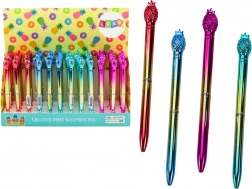 Arany ananászos golyóstoll, kék betét 0,7 mm