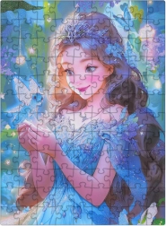 Csillámos Kék tündér puzzle, 100 darabos