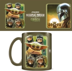 Ajándékcsomag Star Wars Mandalorian és Grogu – bögre, poháralátét és kulcstartó