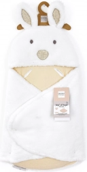 doudou fehér plüss kapucnis takaró Happy Wild 70 cm