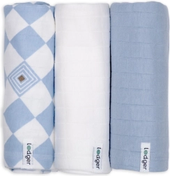 Lodger organikus pamut pólyatakaró Blue fogg, 70 × 70 cm (3 db)