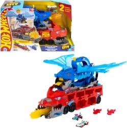 Hot Wheels City dupla sárkányos autószállító versenypályával és 2 kisautóval