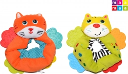 Textil csuklóra való csörgő rágókákkal MAAMAA, cica 12 cm