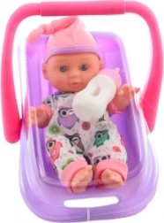 Baba babapanna autósülésben, 22 cm, cumisüveggel