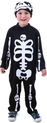 Gyermek csontváz jelmez sapkával M