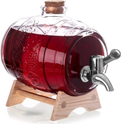Üveg italtartály csappal és állvánnyal, 1 l