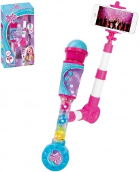 Mikrofon elemes, fényhatásokkal és szelfi bottal