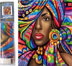 Gyémántszemes festés Afrikai nő 30x40 cm