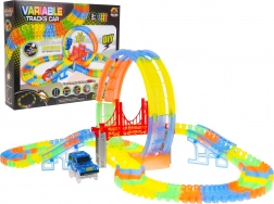 Világító versenypálya gyerekeknek 3+ 157 darabbal és LED-es autóval