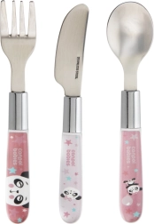 Fém gyerek evőeszköz készlet EXOTIC ANIMALS, 3 db, rózsaszín