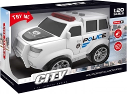 lendkerekes rendőrautó fény- és hanghatásokkal, fehér, 22,5 cm