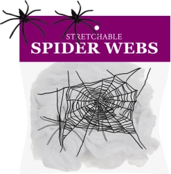 Műpókfonál 2 pókkal RUHHY fehér Halloween-dekoráció