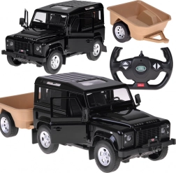 Rastar távirányítós Land Rover Defender 1:14 utánfutóval – fekete