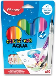 MAPED Color'Peps Aqua filctollak ecsethatással, 10 szín + vizes ecset készlet