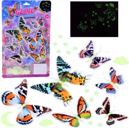 Fluoreszkáló pillangó matricák és világító csillagok a falra